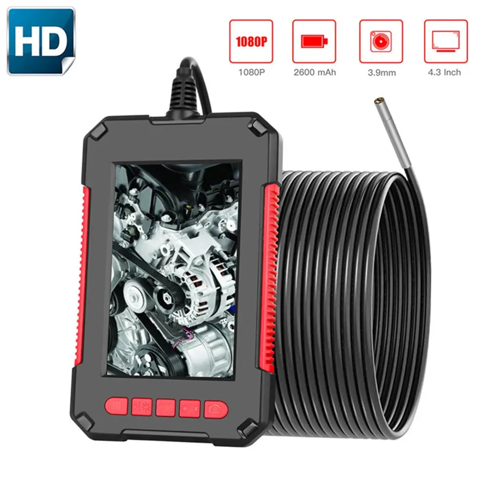 Sale 3MM Lens 1080P Industrial Endoscope 4.3 Inch IPS Screen 6 LED Lights IP67 Waterproof Camera Industrial Inspection Borescope