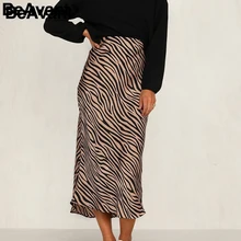 BeAvant, полосатая Женская юбка миди, высокая талия, прямая, животный принт, Женская Нижняя юбка, для отдыха, вечерние, для ночного клуба, Женская юбка