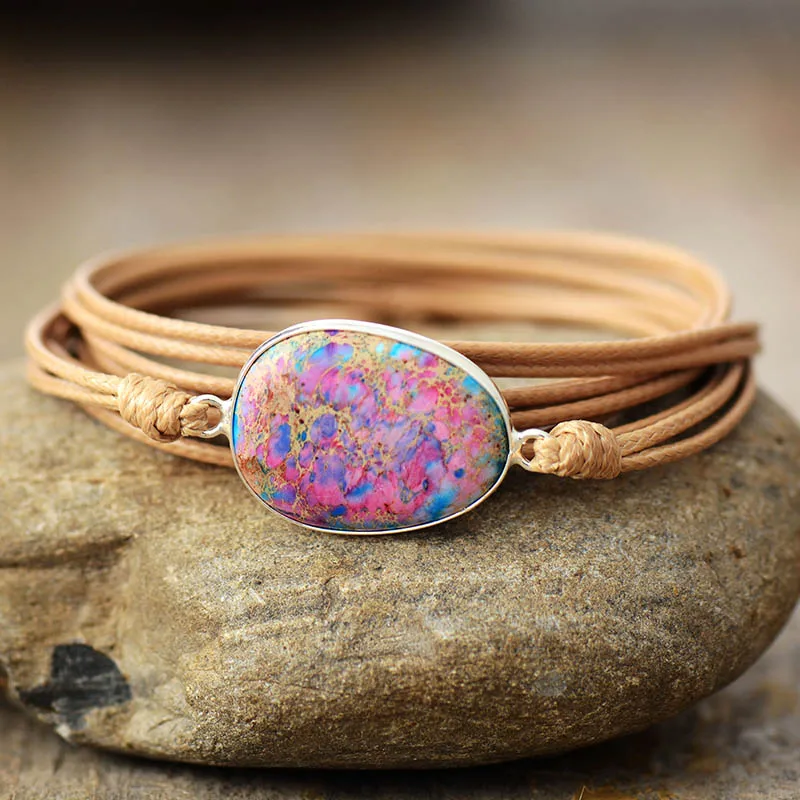 Romantic New Simple Wrap Bracelet Natural Stones Boho Long Friendship Bracelet Unique Handmade Ethnic Bracelets