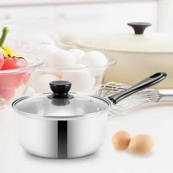 

20cm Thickening Stainless Steel Cooking Hot Milk Pan Steam Pot Kitchen Single Heating Milk Handles Home