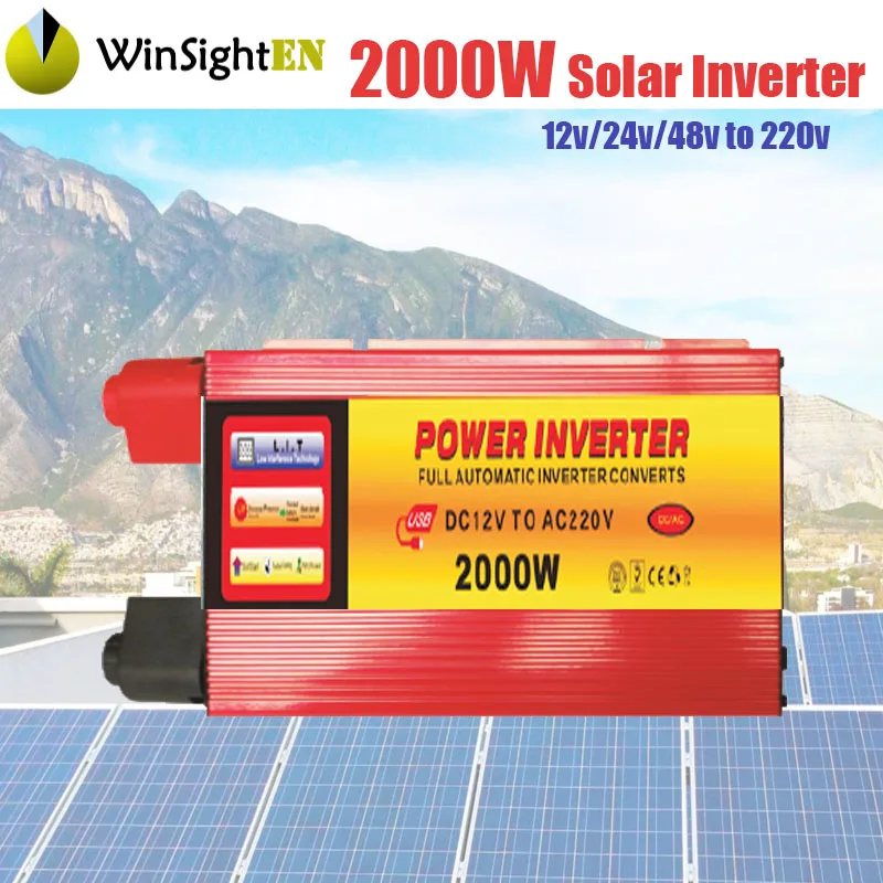 2000W Солнечный инвертор 1000 Вт 1500 Вт 2000 Вт 3000 Вт модифицированный синусоидальный инвертор преобразователь напряжения для дома автомобиля - Цвет: 2000W