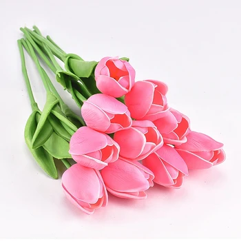 Tulip Artificial Flower Real Feel Artificial Fake Flower For Wedding Bridal Bouquet Flowers Home Garden ValentineS Day Decor