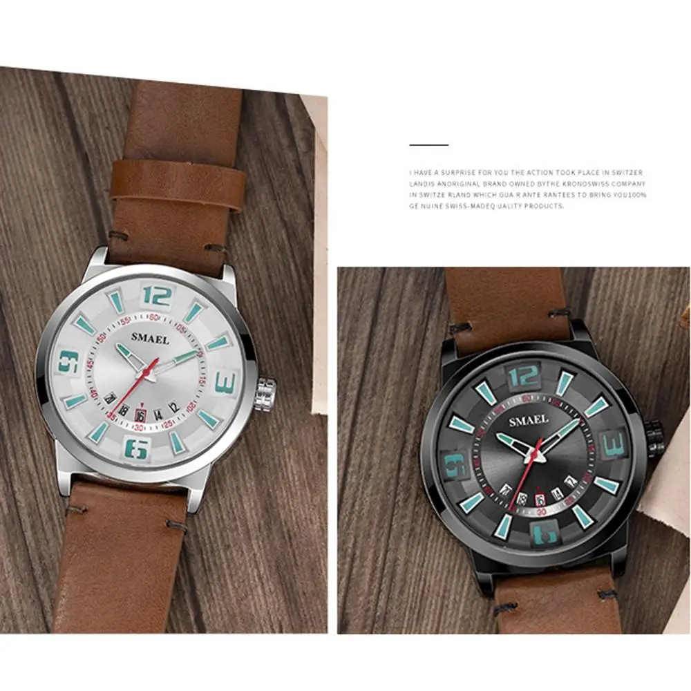 

Design Watches Big Dial Leather Belt Fashion Charms Affordable Creation Geometric Round Men's Quartz Watch Gift reloj hombre #D