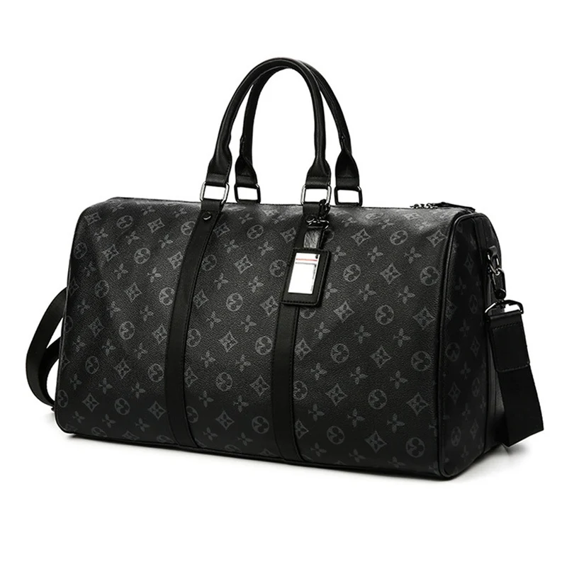 Fashion Travel Bag Men Women Classic PU Leather Luggage Bags Large Capacity Handbags Trip Shoulder Bags Black Plaid Bag Male Hot 3