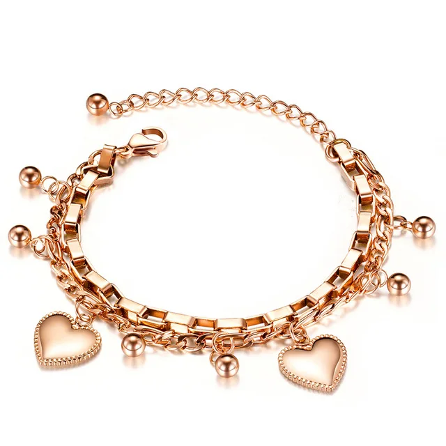Stainless Steel Love Heart Bracelets For Women Party Gift Fashion Joyas de Chain Charm Bracelets Jewelry Wholesale Text Engraved 