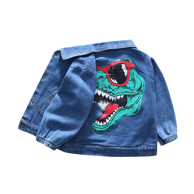 

Children Baby Boys Jeans Jacket 2019 Autumn Winter Outerwear Turn-Down Collar Long Sleeve Dinosaur Denim Coat For 1 2 3 4 Years