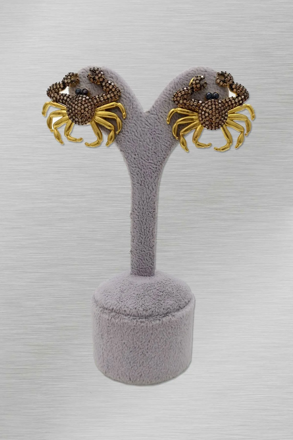 Серьги с крабом из циркония желтые
