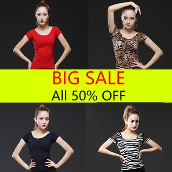

Big Sale Latin Dance Tops For Women Short Sleve Wave Point Tops Latin Practice Clothes Cha Cha Rumba Samba Salsa Dress DQS4320