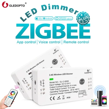 

Gledopto Smart Zigbee LED Dimmer Strip Controller, Brightness adjustable Work with zigbee hub App control/ Voice Control/ Remote