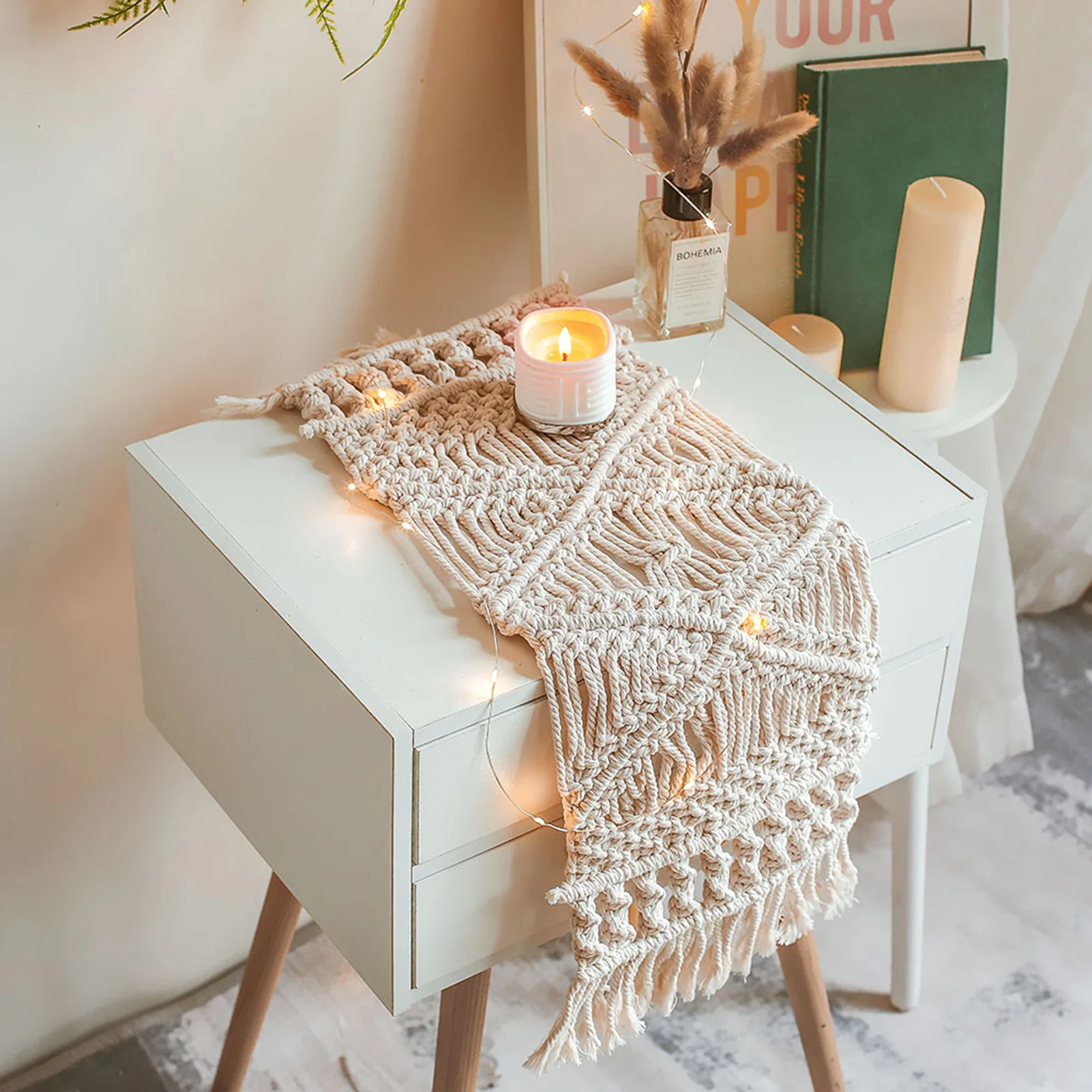 Set 6 Tovagliette Americane In Lino Naturale Fatte A Mano – Stile Boho Con Nappe, 30.5x43.2 Cm, Anticalore