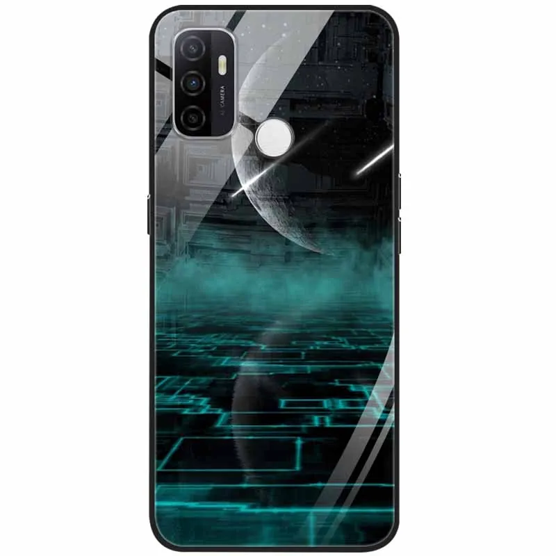 oppo phone back cover For OPPO A53s Case A53 Glass Tempered Hard Fashion Back Cover for OPPO A53 A 53s Phone Cases Luxury Bumper on for oppoA53 Coque oppo flip cover Cases For OPPO