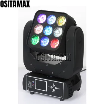 

free shipping LED Beam Moving Head Light DJ Party 9x12w 4IN1 RGBW Dot Color Change Mini Stage Disco Light Matrix Beam Light