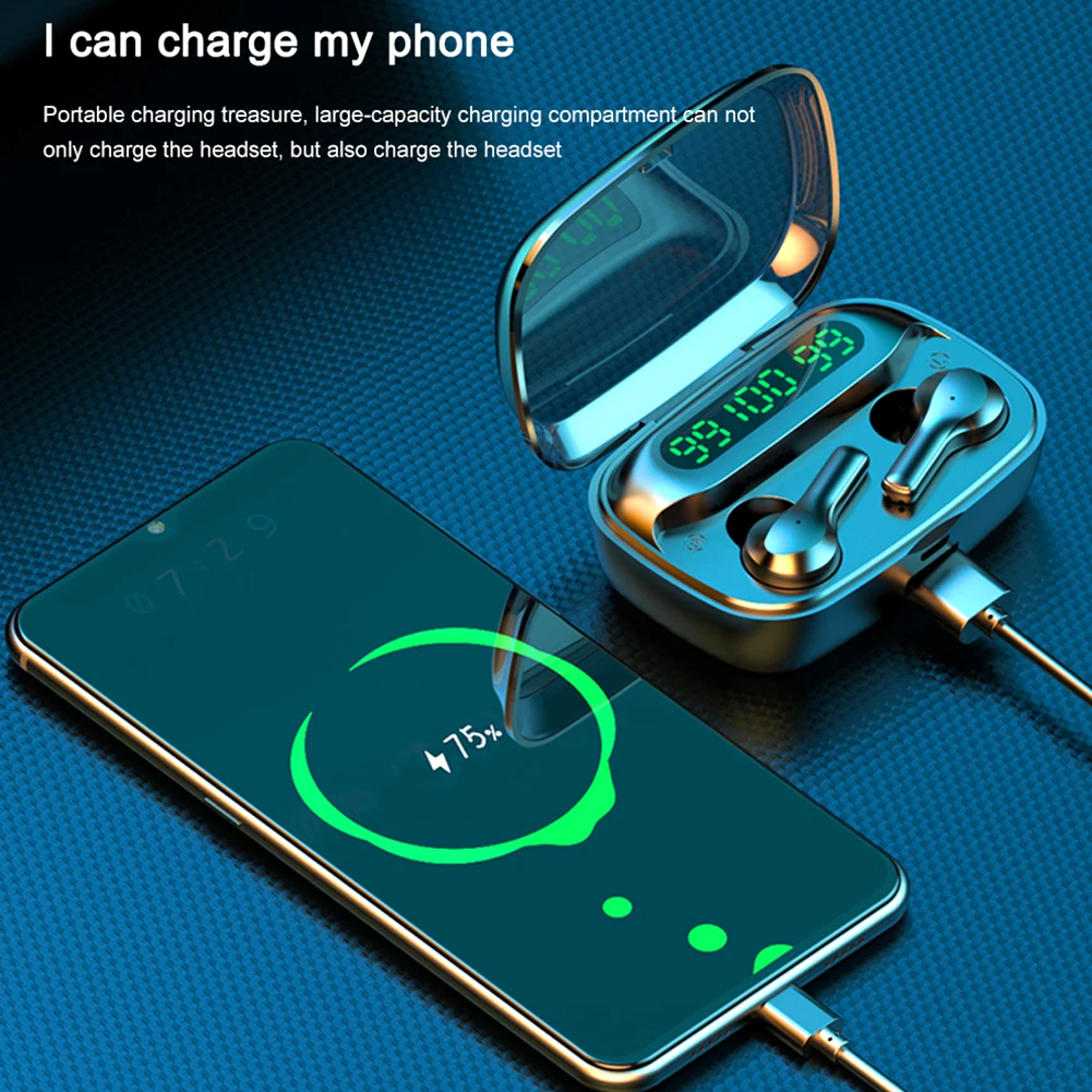 TWS Earbuds Bluetooth In ear Headphones Mini Headphone Sport Headset with Charging Box with Digital Display Charging Case