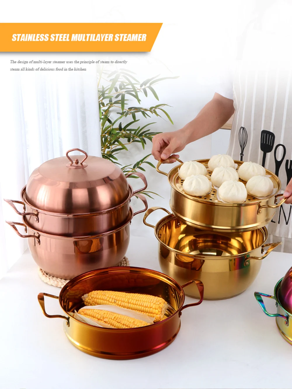 1 pc Milk Steam Pot Double-layer Steamer Cooking Pots for Soup 