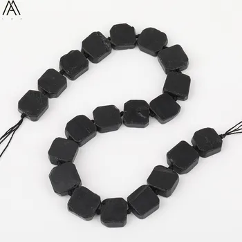 

Full Strand Natural Black Tourmaline Irregular Slice Cube Loose Spacer Beads Pendant Necklace DIY Jewelry Making XT-12AMDE
