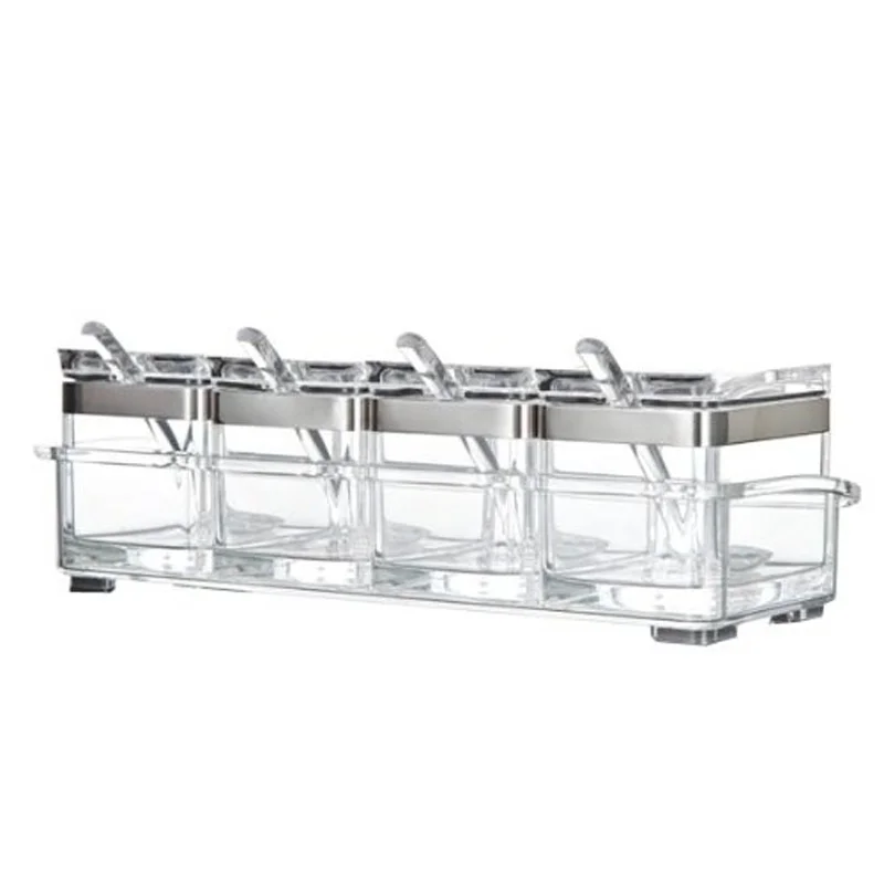 

New Acrylic Seasoning Box Spice Jar Set Condiment Cruet Bottle Kitchen Supplies