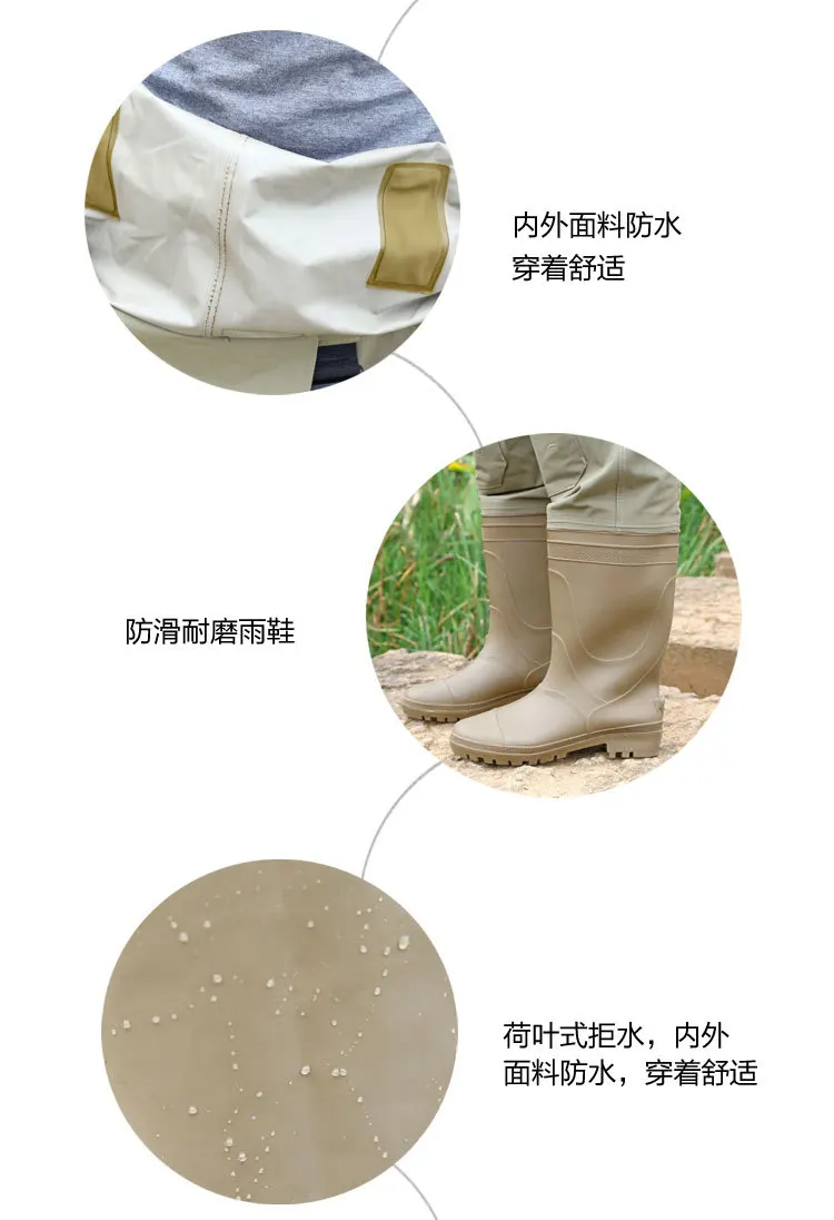 Waders PVC нейлон пояс рыболовные штаны настраиваемые коленной чашечки сухожилия подошва воды нижнее белье
