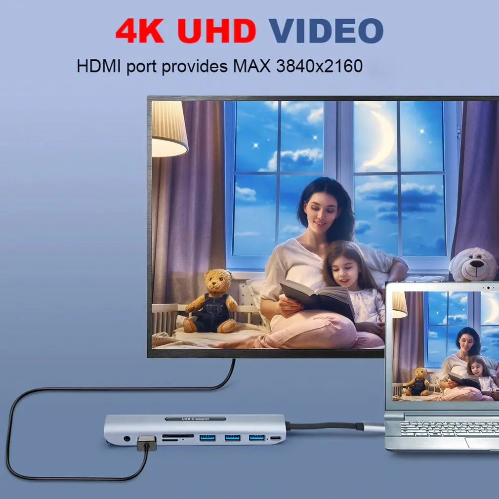 USB C док-станция thunderbolt 3 тип-c к HDMI VGA USB TF SD карта с 3,5 AUX аудио разъем HD конвертер адаптер