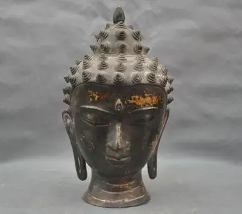 

mei 11'' China Tibetan Buddhism Shakyamuni Head Buddha Bronze Statue