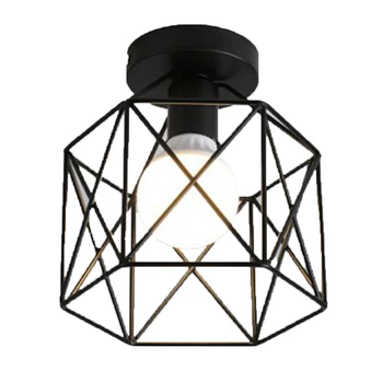 

Lampshade Cage Lighting Indoor Vintage Iron Ceiling Light Hanging Semi Flush Pendant Lamp E27 Retro Mount