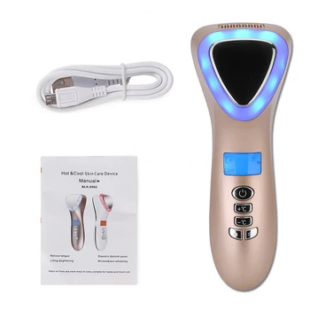 

Ultrasound LED Hot Cold Hammer Lifting Firming Face Wrinkle Remove Vibration Massager Facial cleansing Beauty Skin Care Device