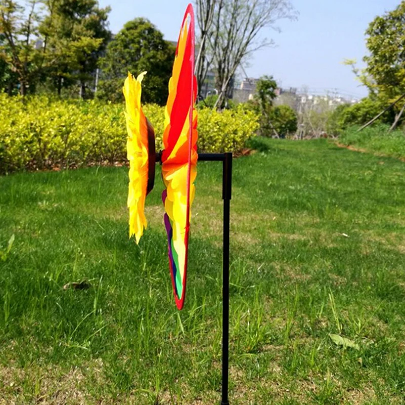 New Yard Garden Outdoor Decor Sunflower Windmill Whirling Wind Spinner Kids Toy