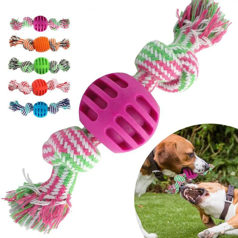 

1PC Safety Cotton Rope Double Knot Ball Interactive Toy For Dog Bite-resistant Teeth Cleaning Pet Products IQ Training Toys 18cm