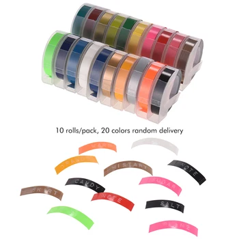 

3D Plastic Embossing Label Tape Refill for DYMO 12965 1610 Label Maker with 3/8 Inch * 9.8 feet, 10 Roll (Random Color Delivery)