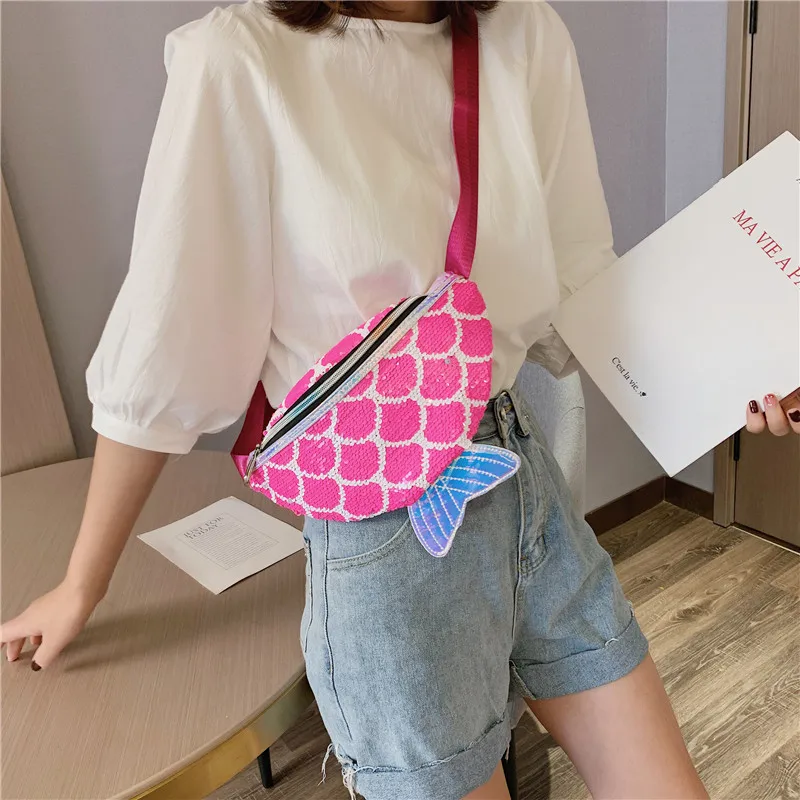 

2019 New Style Fashion Sequin Wallet Mermaid Tail Shoulder Oblique Wallet WOMEN'S Bag