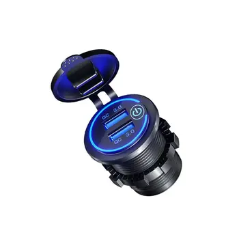 

Dual QC3.0 USB Charger with LED Touch On Off Switch for Car Motorcycle Cellphone 667C