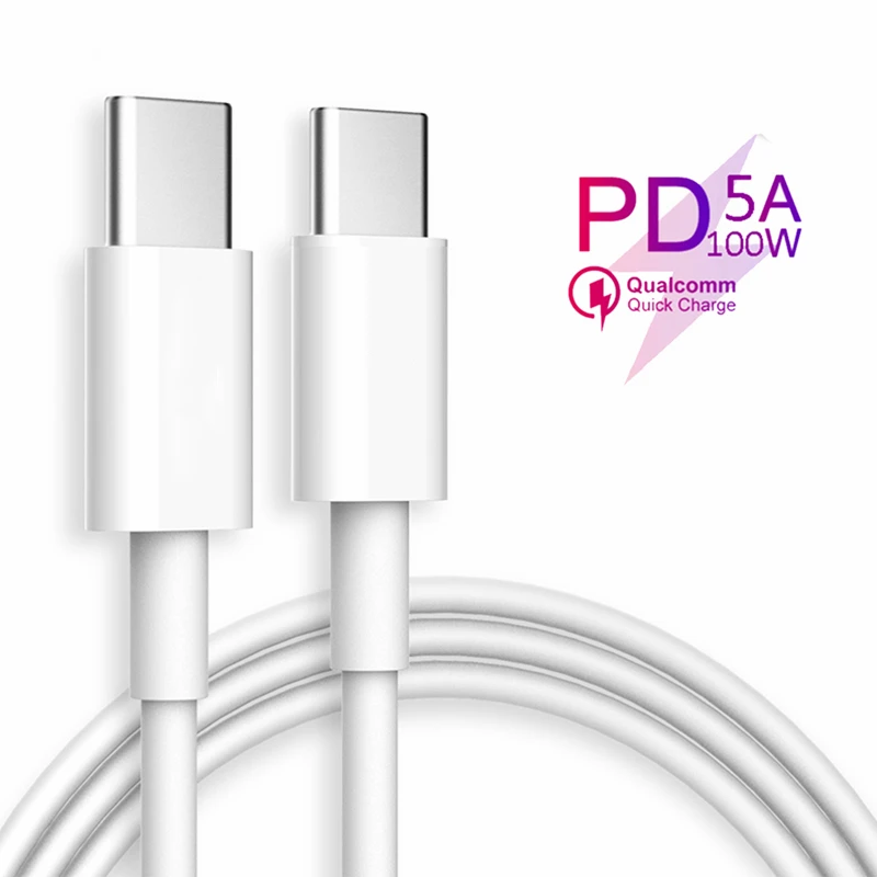 PD 100 Вт USB C к Type-C кабель QC 3 0 для быстрой зарядки Macbook Samsung S20 Xiaomi Phone зарядный провод |