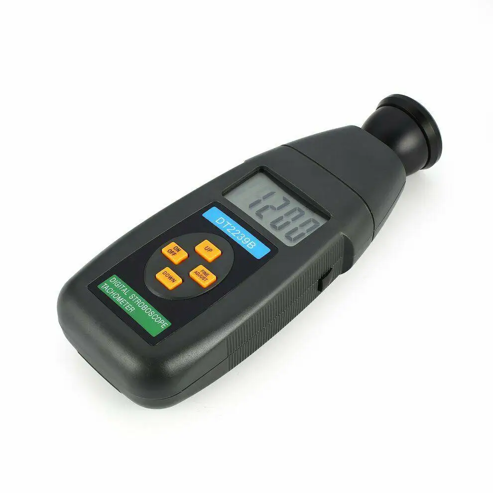 New DT2239B Digital LCD Non-Contact Flash Stroboscope Tachometer Photoelectric Revolution Meter Speedometer Tester 60~19999RPM