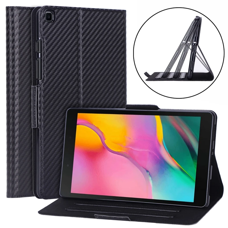 Чехол-книжка из искусственной кожи с рисунком углеродного волокна для Samsung Galaxy Tab