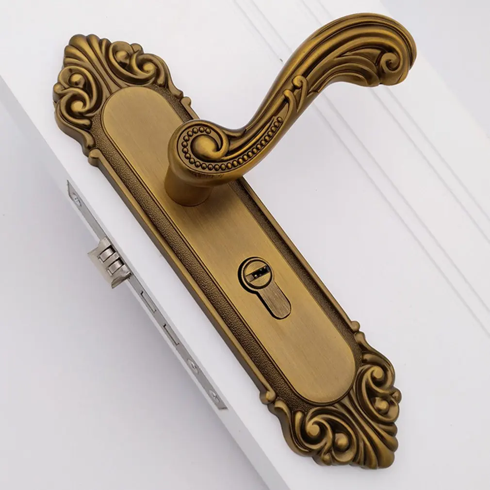 

Vintage Door Lock European Style Retro Bedroom Door Handle Lock Interior Anti-theft Alloy Room Safety Door Lock