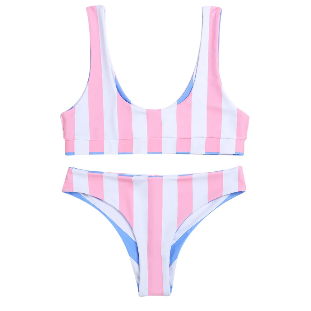Belleziva Women Sexy Swimsuit Scoop Double-sided wearable Stripe Female Bikini Set Beach Bathing Suit Push Up Swimwear Biquinis Belleziva Women Sexy Swimsuit Scoop Double-sided wearable Stripe Female Bikini Set Beach Bathing Suit Push Up Swimwear Biquinis