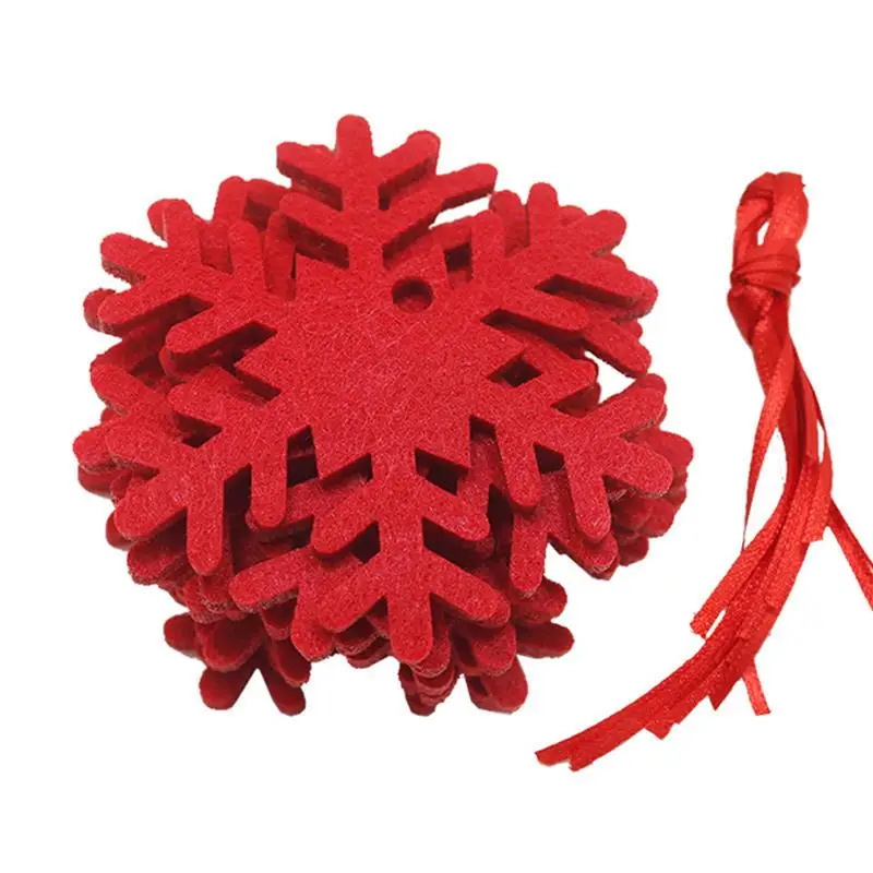 Snowflake 10 шт. новые рождественские подвесные украшения нетканый подвесной декор с веревкой для рождественской елки войлочная ткань ремесло DIY кулон - Цвет: Snowflake