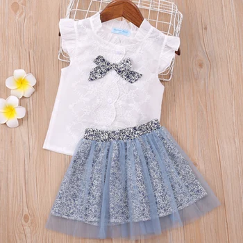 

Sodawn Summer Girl Clothes Letter Embroidery T-Shirt+Mesh Skirt 2Pcs Kids Clothing Sets Toddler Costume Children Clothing