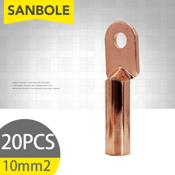 

20pcs Copper Tube Bare Terminals DT-10 Lug Battery Starter Cable Welding Crimp Terminal Ring 10mm2