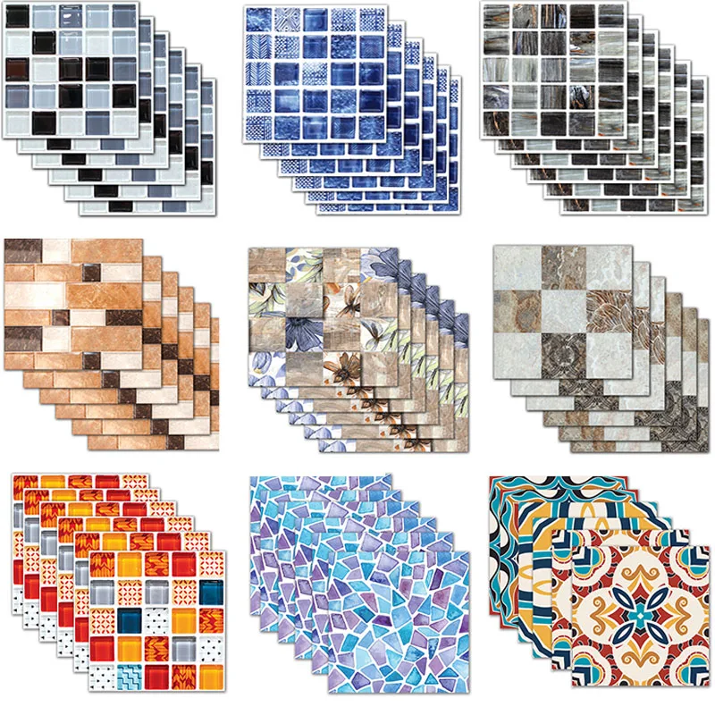 20*20cm*6pcs DIY Moroccan Mosaic Marble Tile Backsplash Wall Paper Stickers Removable Waterproof Shower Room Kitchen Decoration | Дом и сад