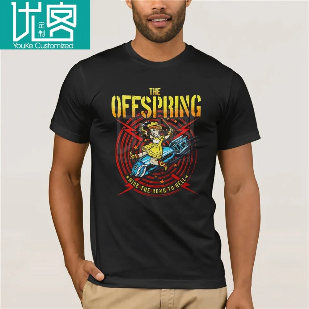 

Fashion Mens Offspring Ride The Bomb 2013 Tour Graphic Casual T-shirt Stranger Things Design T Shirt 2018 New Light