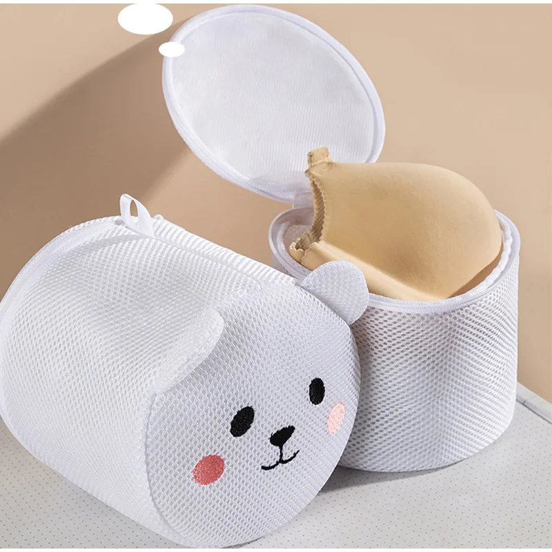 2/4Pcs Laundry Bra Storage Bags Washing Machine Cartoon Print Bra Anti-deformation Underwear Protect Mesh Zipper Bag Organizer