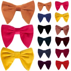 Новые модные бархатные большие галстуки-бабочки, галстук для мужчин и женщин, однотонное свадебное торжество деловая встреча, Поддельный