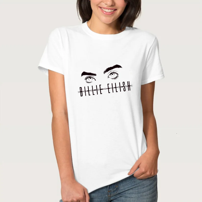 

Eyelashes Eye Print top female tshirt for women off white o-neck tee shirt home Streetwaear T-Shirt