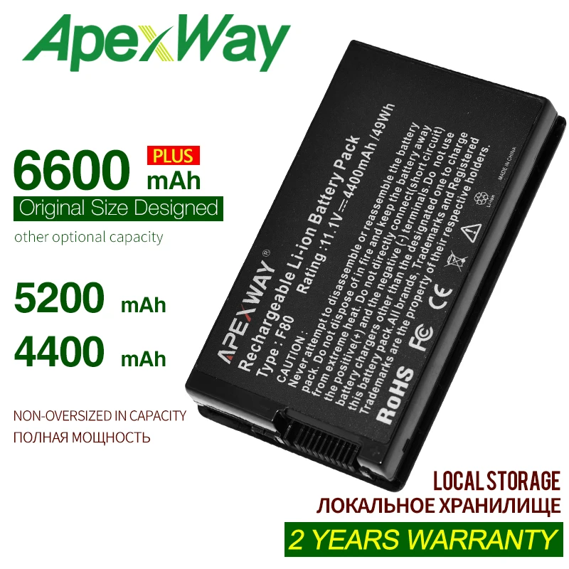 ApexWay 6600 мАч аккумулятор для ноутбука Asus A32-A8 A32-F80A 90-NF51B1000 90-NNN1B1000Y A32-F80 A32-F80H