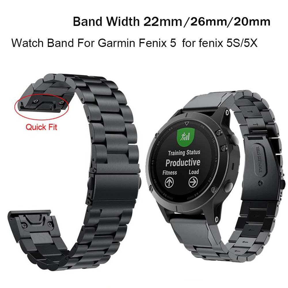 

Ремешок для наручных часов Garmin Fenix 7X 7 6X 6 Pro 5X 5 5S 3HR D2, быстросъемный браслет из нержавеющей стали, 26 22 20 мм