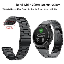 26 22 20MM correa de reloj de correa para Garmin Fenix 6S 6X 6 Pro 5X 5 5S 3HR D2 S60 reloj de liberación rápida de acero inoxidable correa de muñeca