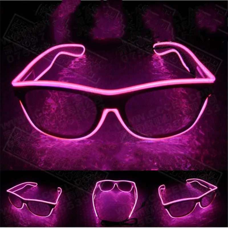 1 шт. очки с мигающими светодиодами EL Wire светящиеся вечерние декоративные светильники классический подарок светящиеся диодные огни вверх очки для вечеринки - Цвет: C Lovely Pink