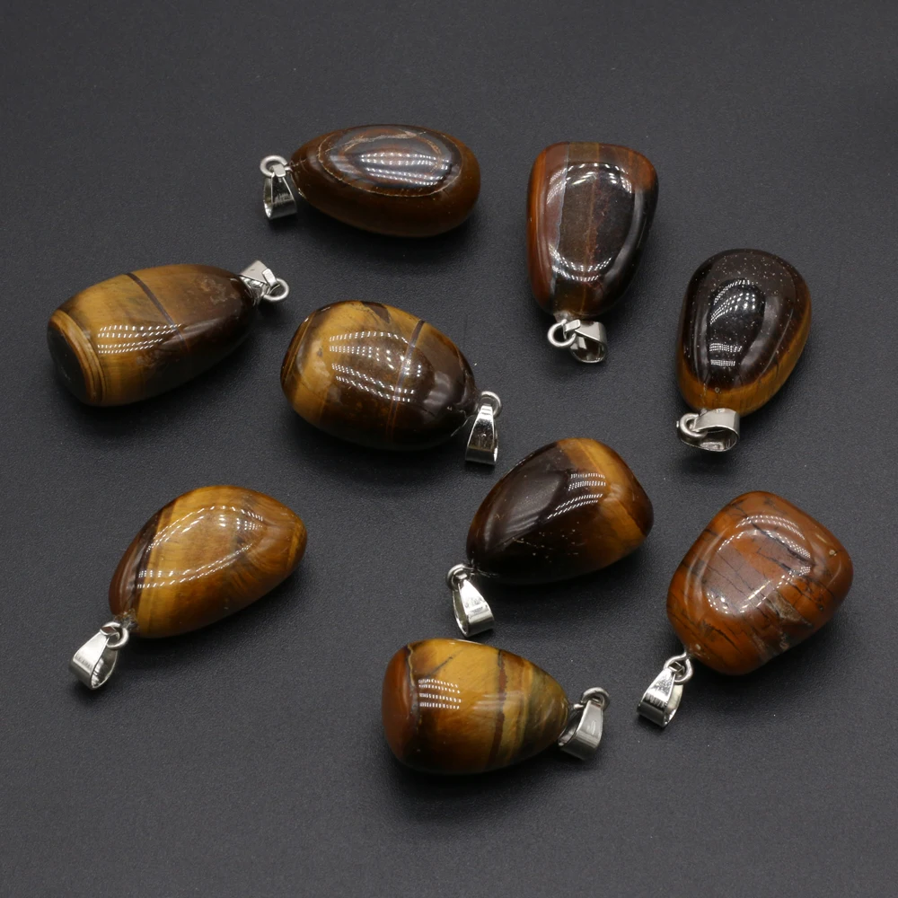 Natural Gem Tiger Eye Stone Irregular Shape Pendant Handmade Crafts DIY Charm Necklace Jewelry Accessories Exquisite Gift Making - 5