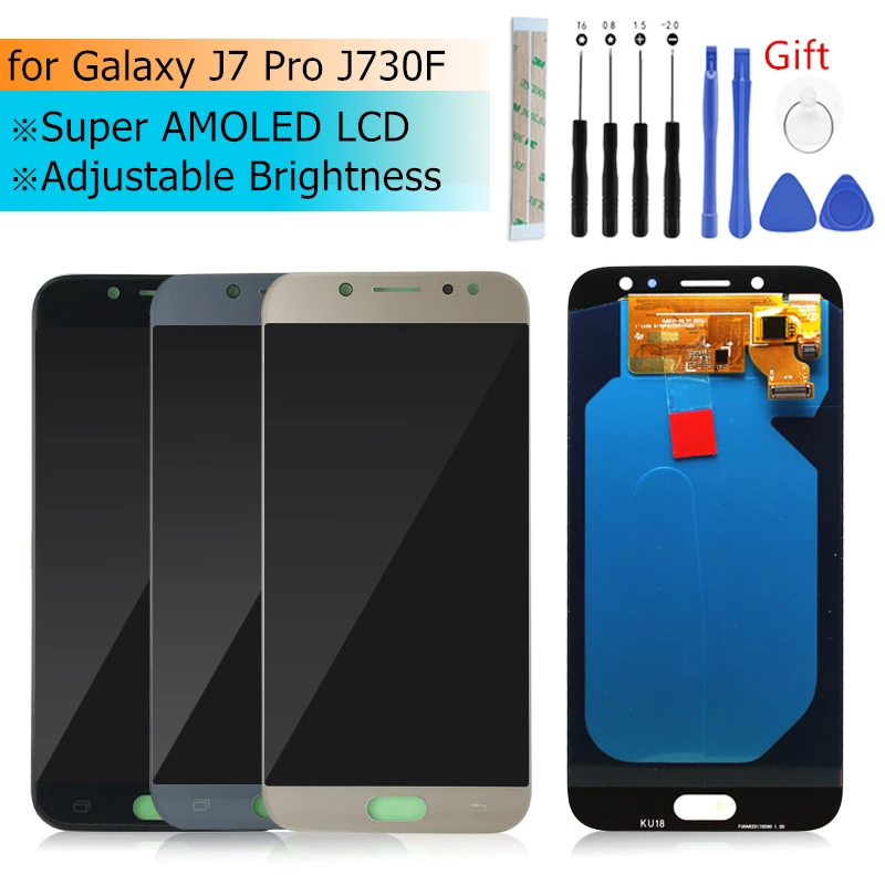 Скидка Super AMOLED для samsung galaxy j7 pro font b lcd b font 2017 j730 кодирующий преобразователь сенсорного экрана в сборе J730F sm j730f ds запасные части