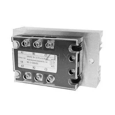 

AC-AC 40A 90-280VAC/ 380VAC 3 Phase SSR Solid State Relay w Heat Sink